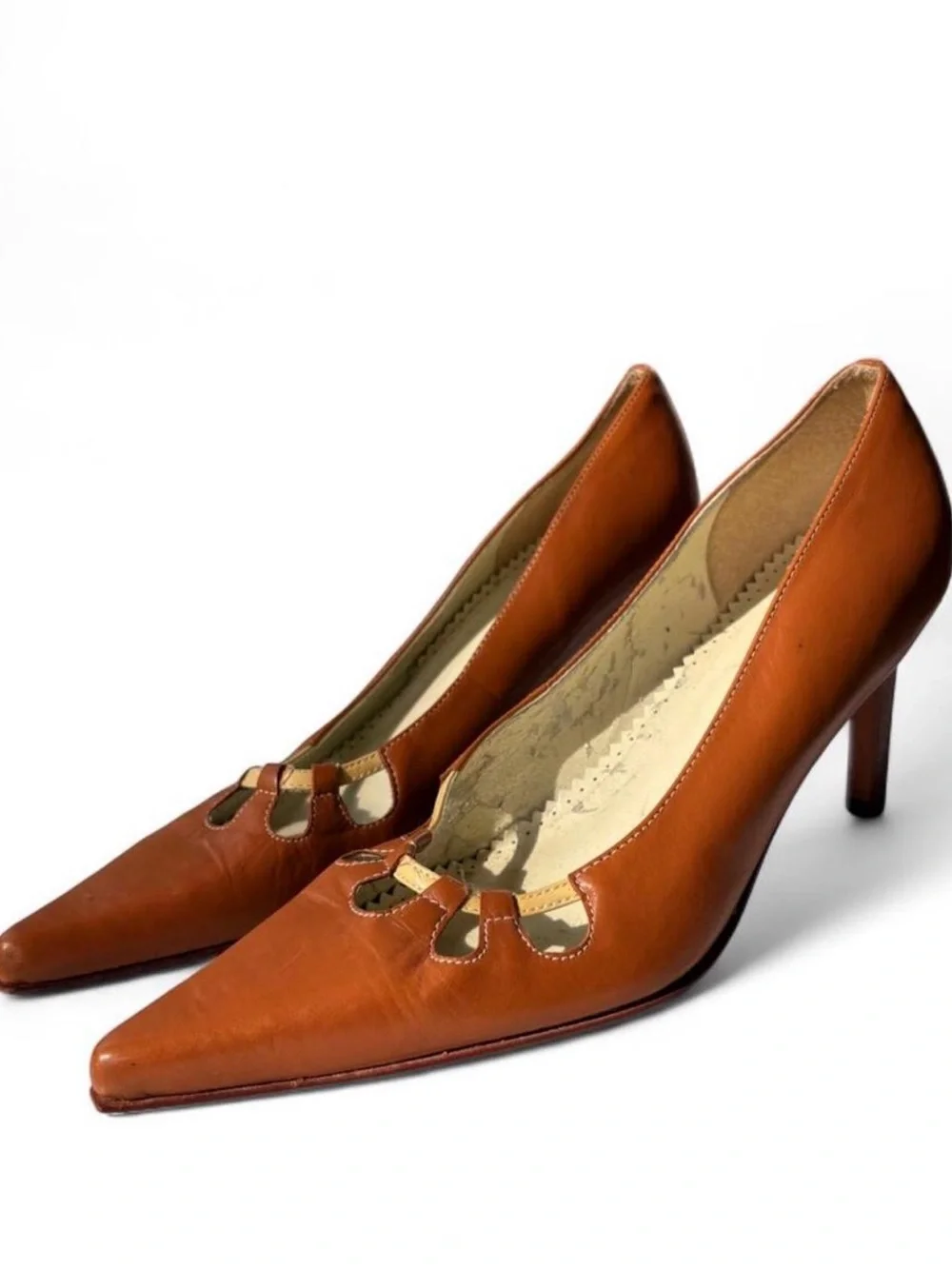 Ralph Lauren Pointed Toe Cutout Flats - Brown